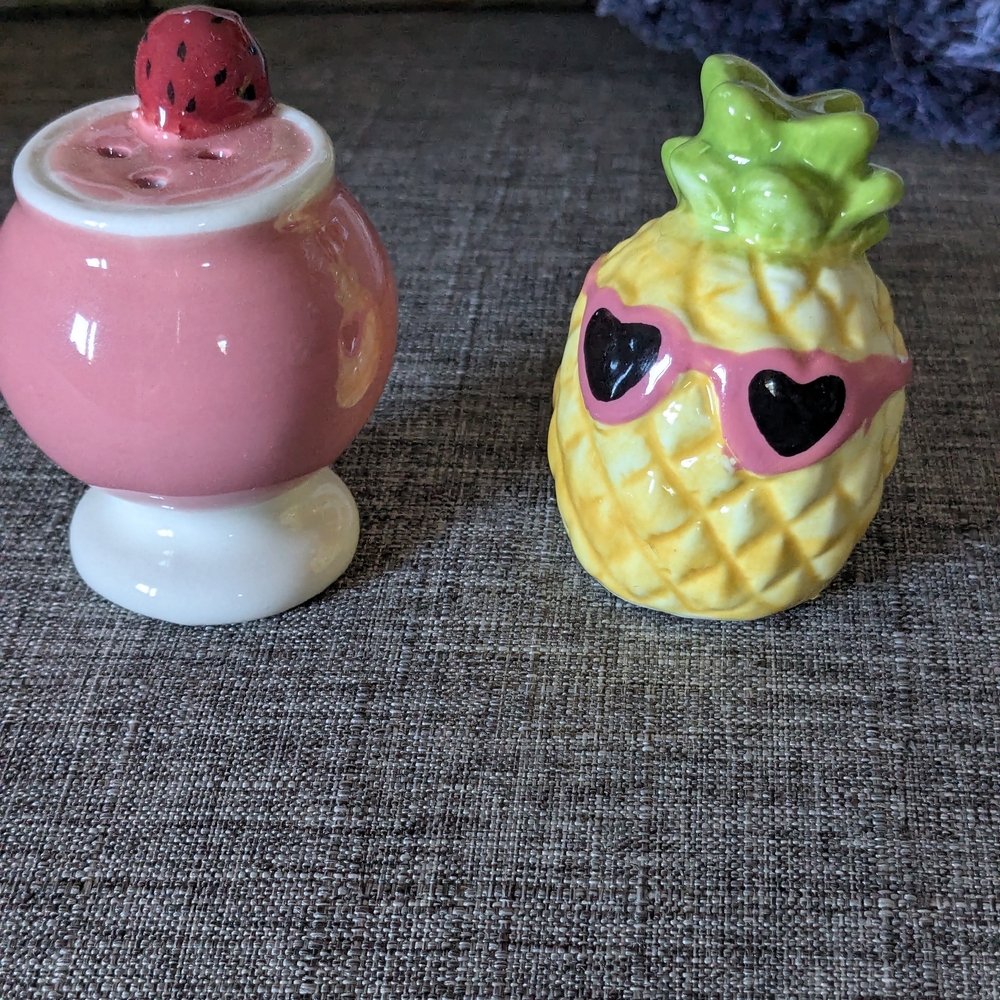 Pink And Yellow Ceramic Salt And Pepper Shakers